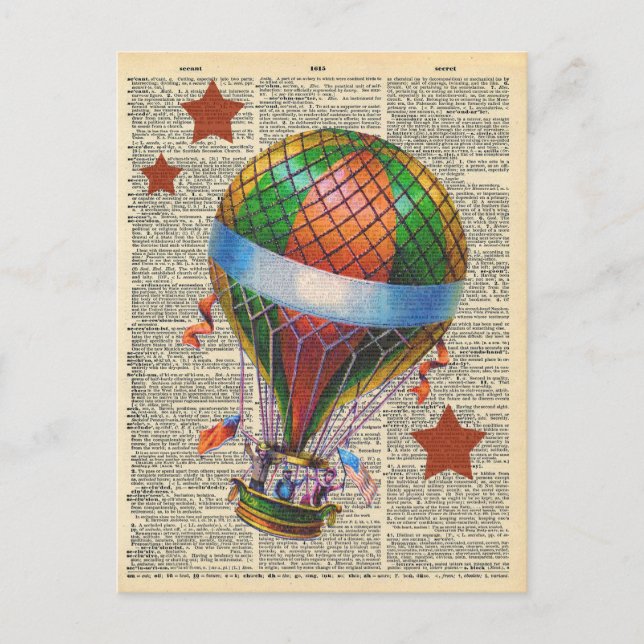 Postal Circo de globo de aire caliente de arte de diccion (Anverso)