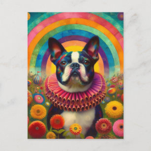 Postal Circo del Collar del Payaso de Boston Terrier