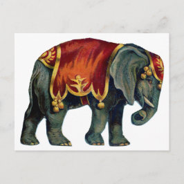 Postal Circo vintage que realiza circo elefante , poste