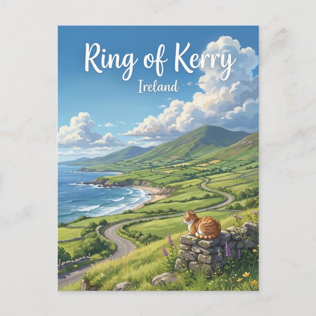 Postal Circuito Escénico Ring of Kerry Irlanda (Anverso)