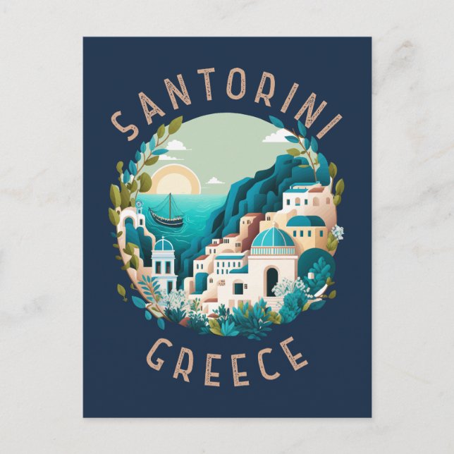 Postal Círculo angustiado de Santorini Grecia (Anverso)