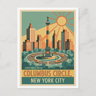 Postal Círculo Columbus de la Ciudad de Nueva York Arte R