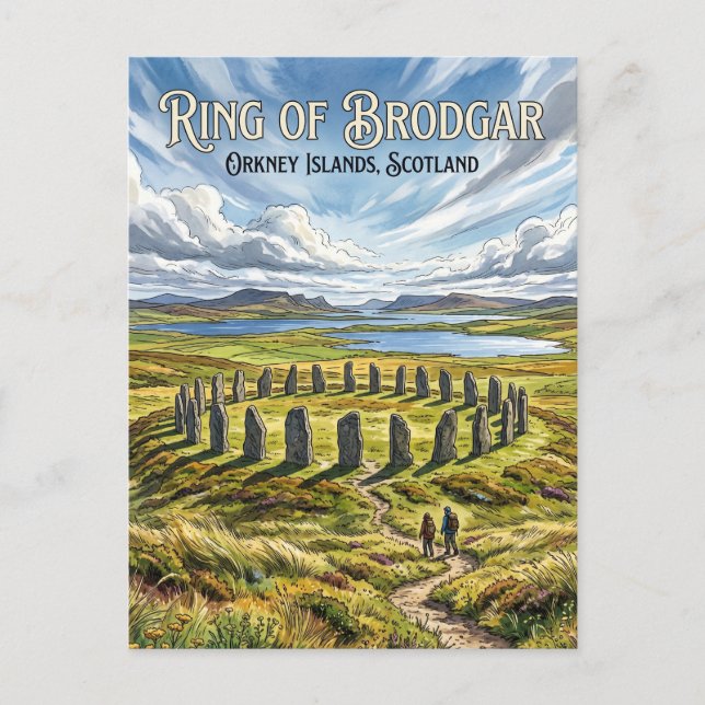 Postal Círculo de Brodgar Escocia (Anverso)