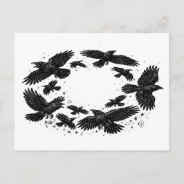 Postal Círculo de Cuervos – Ilustración de Tinta Embrujad