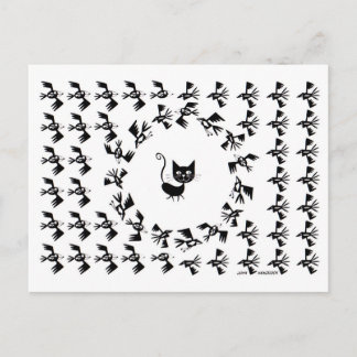 Postal Círculo de gatos y pájaros