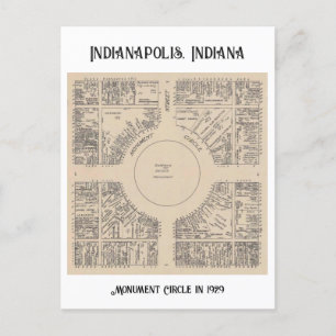 Postal Círculo de monumento en Indianápolis, Indiana 1929