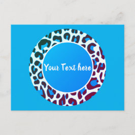 Postal Círculo de Patrón de Impresión de Leopardo Azul Br