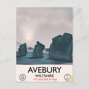 Postal Círculo de piedra de Avebury, Wiltshire viaje vint