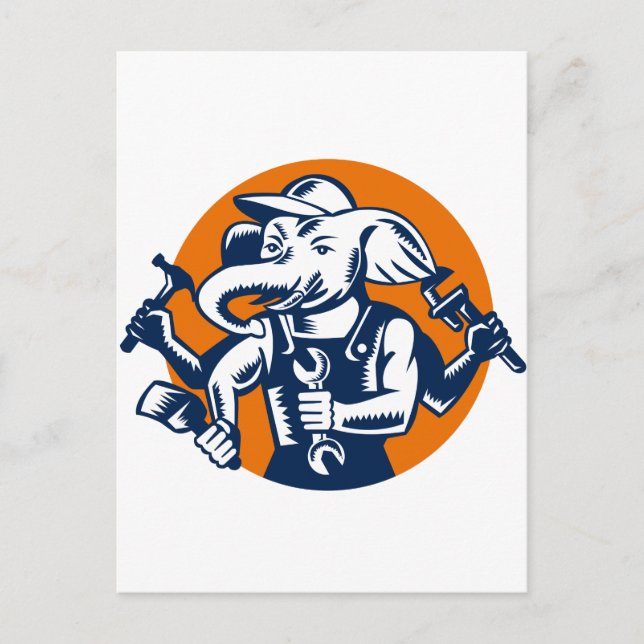 Postal Círculo del pintador mecánico mecánico del plumero (Anverso)