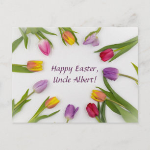 Postal Círculo editable de tulipanes Saludo de Pascua