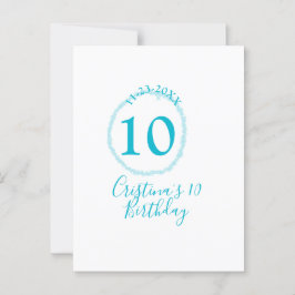 Postal Círculo turquesa. Purpurina redondo 10 años audaz