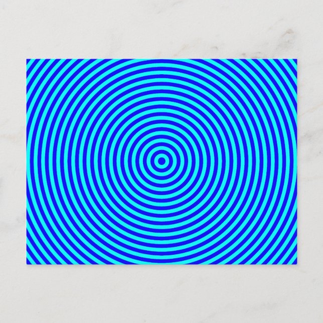 Postal Círculos concéntricos de color azul acuatico (Anverso)