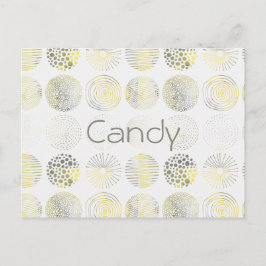 Postal Círculos, dibujados a mano, espirales, puntos, ama