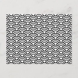 Postal círculos geométricos japoneses en blanco y negro