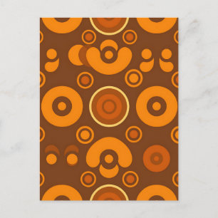 Postal Círculos Retro Abstractos Groovy Patrón 1970