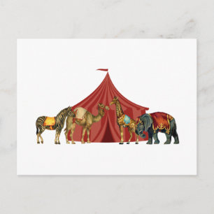 Postal Circus Animals And Tent Postcard