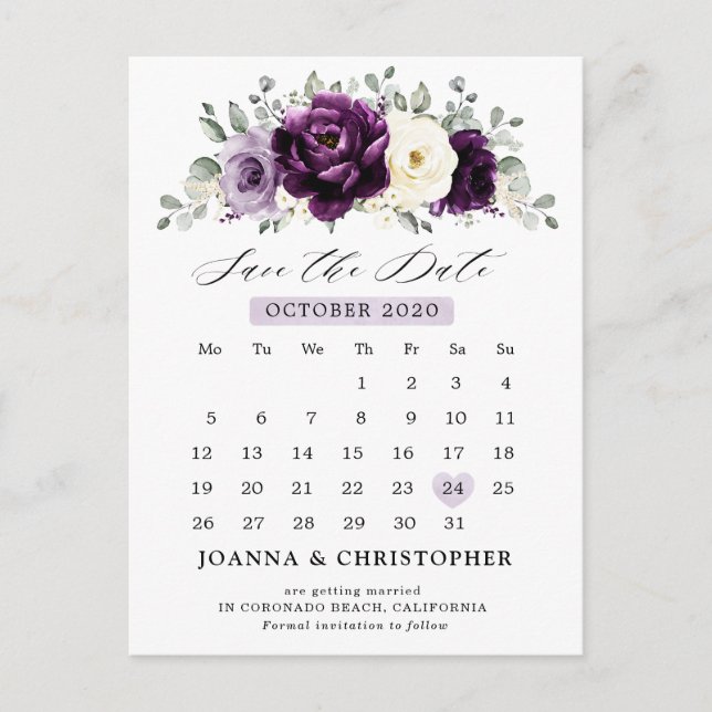 Postal Ciruela morada de berenjena marfil blanco salva la (Anverso)