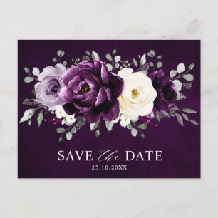 Postal Ciruela morada de berenjena marfil blanco salva la
