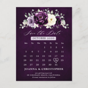 Postal Ciruela morada de berenjena marfil blanco salva la