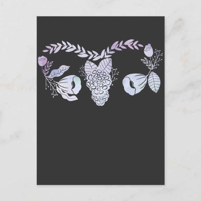 Postal Cirugía de útero Mujer Floral Histerectomía Recupe (Anverso)