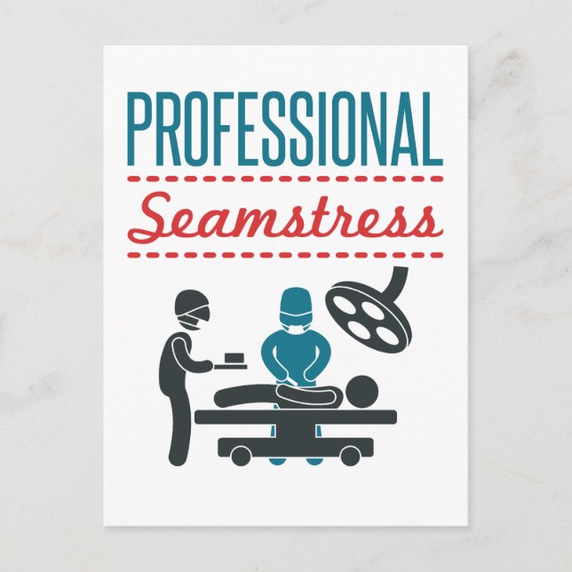 Postal Cirujano gracioso Cirugía "Profesional Seamstress" (Anverso)