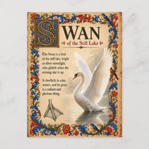 Postal Cisne, Arte de Bestiario Medieval