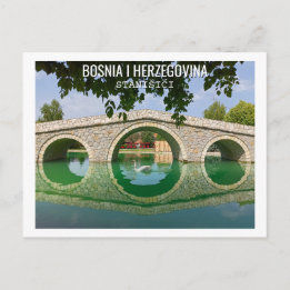 Postal Cisne blanco bajo el puente en arco
