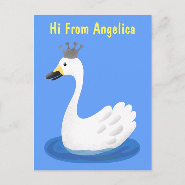 Postal Cisne blanco con personalizado de la corona (Anverso)