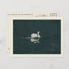 Postal Cisne en un lago