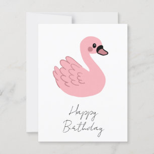 Postal Cisne rosa Kawaii - Personalizado lindo