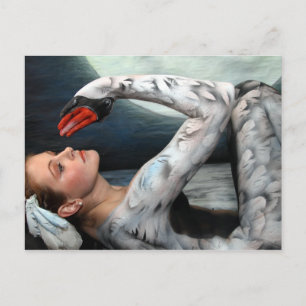 Postal Cisne swan leda postcard postkarte bodypainting b