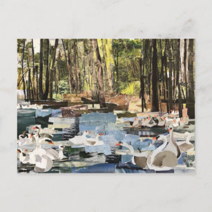 Postal "Cisnes en el río" Papel de corte de Willowcatdems