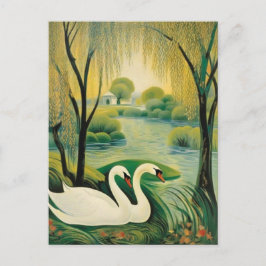 Postal Cisnes tranquilos en un paisaje sereno