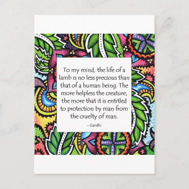 Postal Cita animal de Gandhi (Anverso)