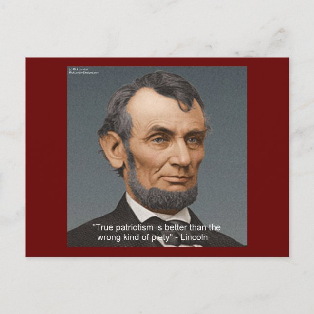 Postal Cita de Abe Lincoln "Verdadera Piedad" (Anverso)