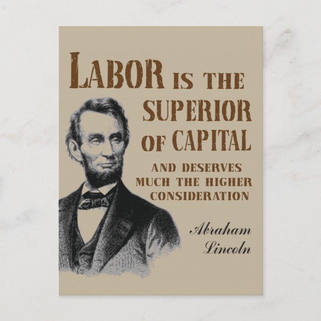 Postal Cita de Abraham Lincoln Pro Labor (Anverso)