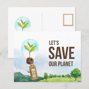 Postal Cita de acuarela de energía verde