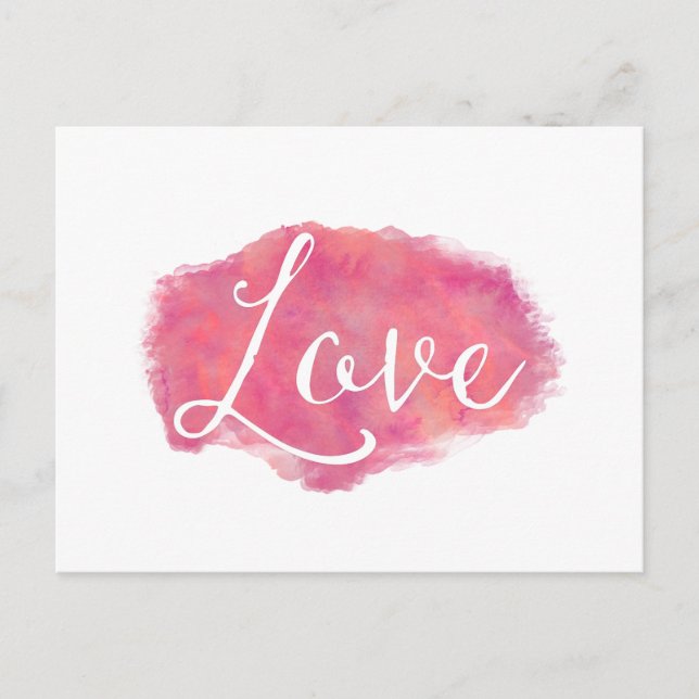 Postal Cita de acuarela Inspiradora de amor rosa (Anverso)