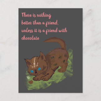 Postal Cita de amigo del gato de chocolate