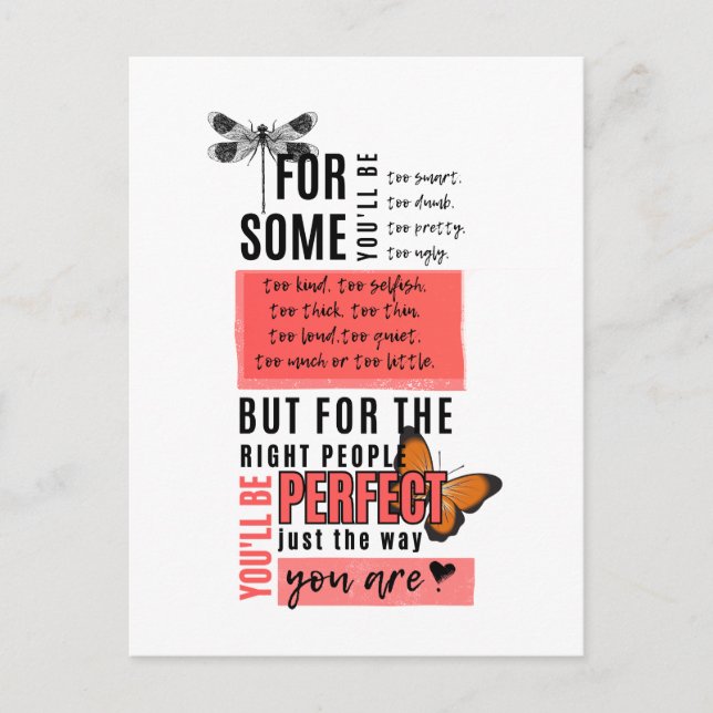 Postal Cita de amistad de amor y aceptación incondicional (Anverso)