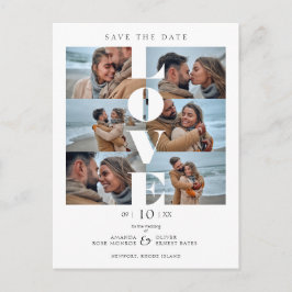 Postal Cita de amor Boda de Collage White Trendy 6 Fotos