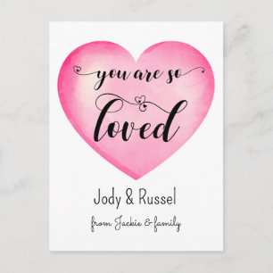 Postal Cita de amor corazón rosa pareja aniversario