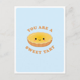 Postal Cita de amor de postre de tartaleta de huevo Kawai