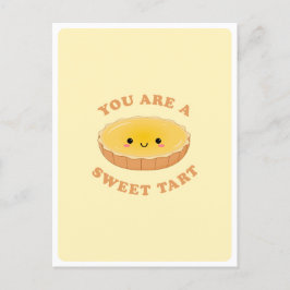 Postal Cita de amor de postre de tartaleta de huevo Kawai
