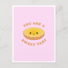 Postal Cita de amor de postre de tartaleta de huevo Kawai