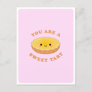 Postal Cita de amor de postre de tartaleta de huevo Kawai