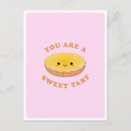 Postal Cita de amor de postre de tartaleta de huevo Kawai