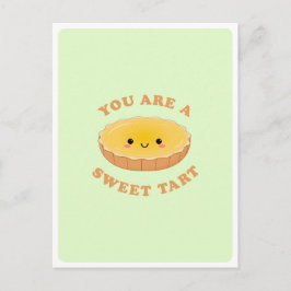 Postal Cita de amor de postre de tartaleta de huevo Kawai