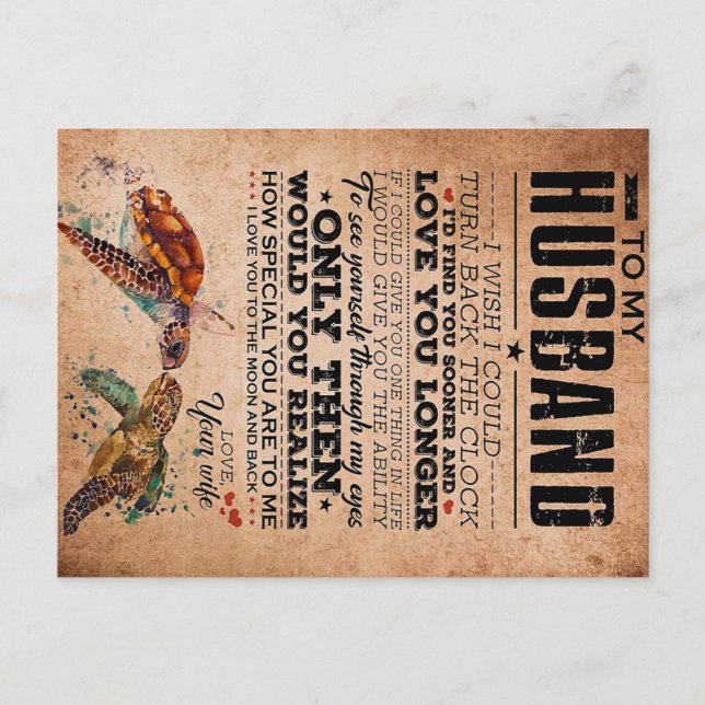 Postal Cita De Amor Para Idea De Regalo De Marido, Cumple (Anverso)