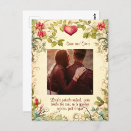 POSTAL CITA DE AMOR PERSONALIZADA DE VINTAGE GARDEN FRAME